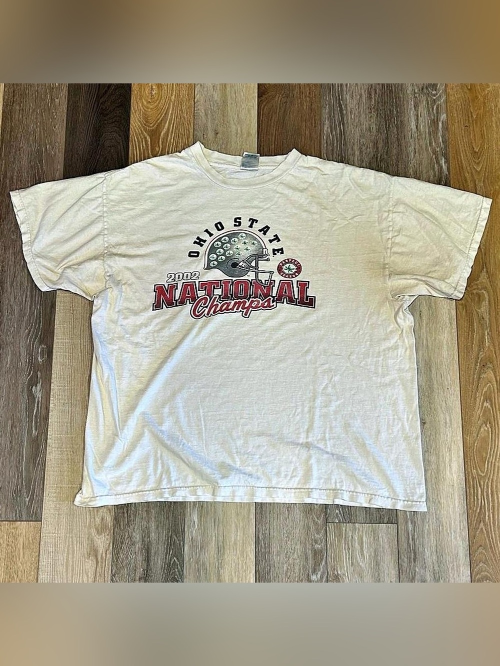 Delta White Ohio State 2002 National Champs Graphic Tee